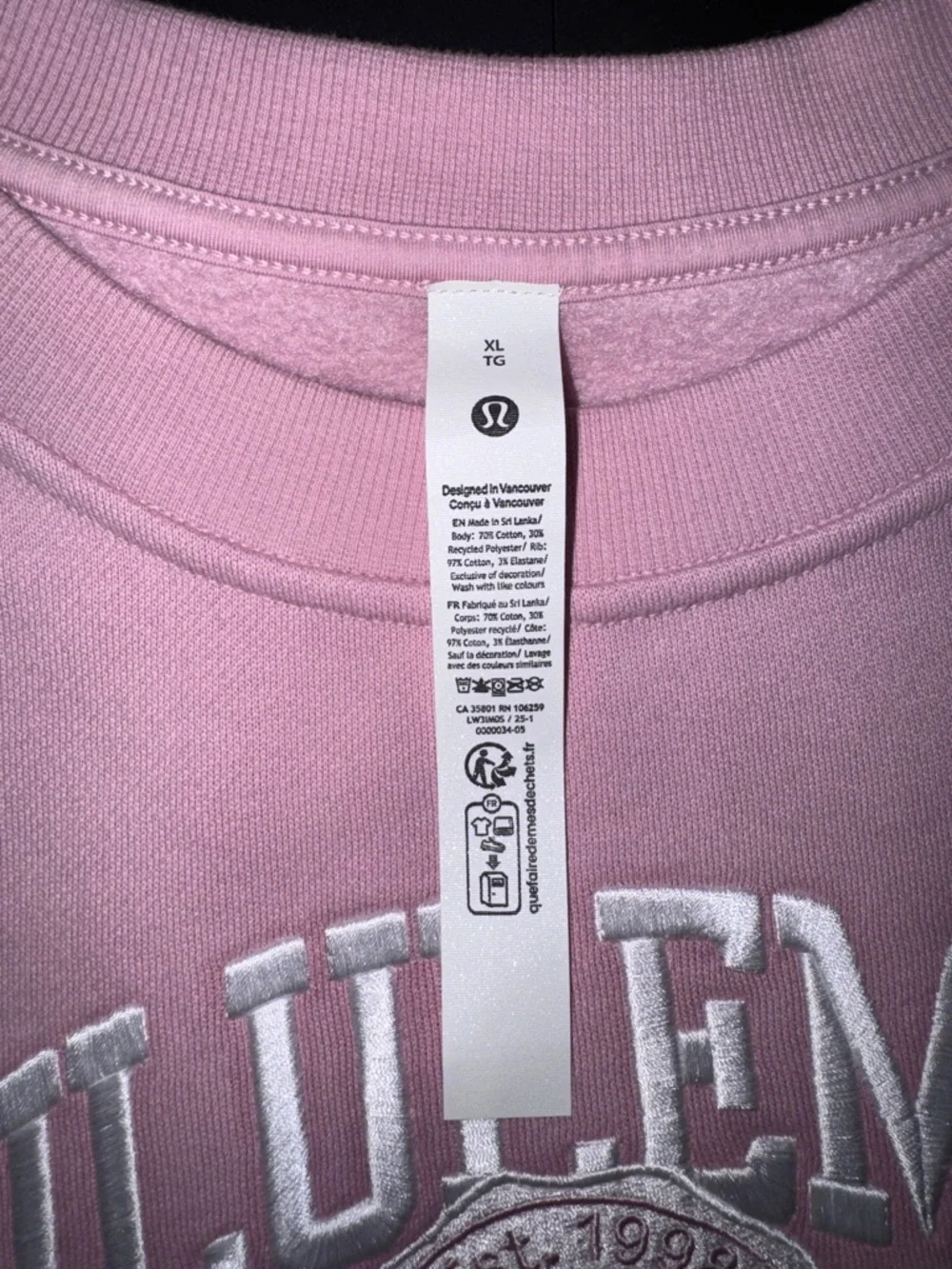 NWT lululemon Women's Pink Haze Perfectly Oversized Crewneck Scuba XL - Picture 4 of 4